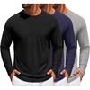 COOFANDY Men’s Long Sleeve T-Shirt Sun Protection Athletic Tee Shirts(C- Black/Navy Blue/Light Grey -3 Pack)