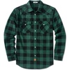 COOFANDY Mens Plaid Flannel Shirts Long Sleeve Western Pearl Snap Shirts Fall Button Down Shirt for Men(Green Black)