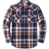 COOFANDY Mens Plaid Flannel Shirts Long Sleeve Western Pearl Snap Shirts Fall Button Down Shirt for Men(Navy Orange)