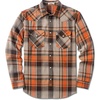 COOFANDY Mens Plaid Flannel Shirts Long Sleeve Western Pearl Snap Shirts Fall Button Down Shirt for Men(Orange Grey)