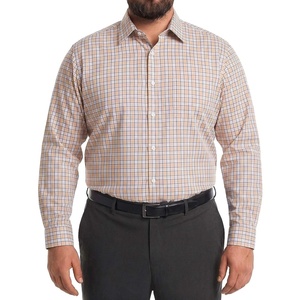 COOFANDY Big and Tall Mens Dress Shirt Wrinkle Free Button Down Shirt(Khaki Plaid)