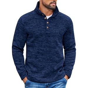 COOFANDY Men’s Casual Pullover Sweater Quarter Button Fleece Sweatshirt Knitted Thermal Sweaters(A-navy Blue)