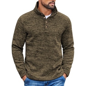 COOFANDY Men’s Casual Pullover Sweater Quarter Button Fleece Sweatshirt Knitted Thermal Sweaters(Coffee)