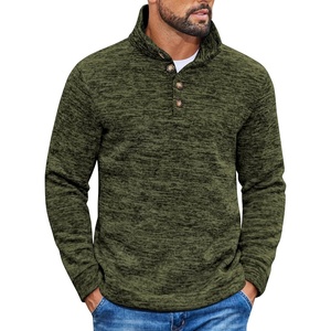 COOFANDY Men’s Casual Pullover Sweater Quarter Button Fleece Sweatshirt Knitted Thermal Sweaters(Green)