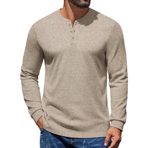 COOFANDY Mens Henley Shirts Long Sleeve Button T Shirts Casual Pullover Tee(A – Heather Khaki)