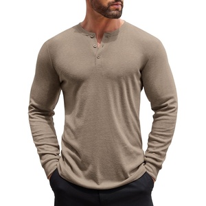 COOFANDY Men’s Henley Shirts Long Sleeve Button T-Shirt Lightweight Fashion Casual Pullover Shirt(Dark Khaki)