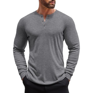 COOFANDY Men’s Henley Shirts Long Sleeve Button T-Shirt Lightweight Fashion Casual Pullover Shirt(Heather Dark Grey)
