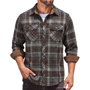 COOFANDY Mens Lightweight Flannel Long Sleeve Casual Work Plaid Shirts(Plaid-brown & Blue & Beige)