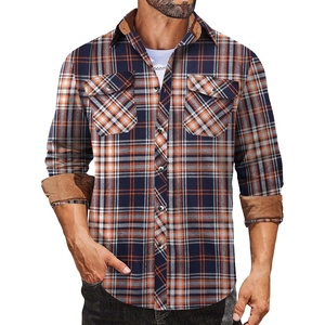COOFANDY Mens Lightweight Flannel Long Sleeve Casual Work Plaid Shirts(Plaid-vibrant Orange)