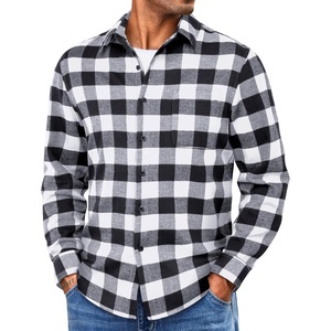 COOFANDY Mens Lightweight Flannel Shirt Long Sleeve Plaid Shirt with Pocket(Black)