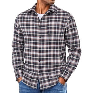 COOFANDY Mens Lightweight Flannel Shirt Long Sleeve Plaid Shirt with Pocket(Blue White)