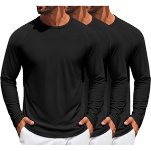 COOFANDY Men’s Long Sleeve T-Shirt Sun Protection Athletic Tee Shirts(C- Black 3 Pack)