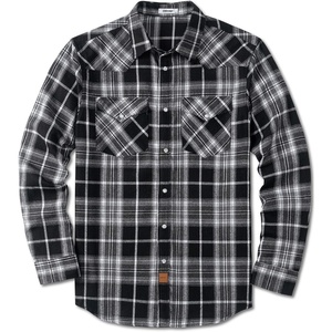 COOFANDY Mens Plaid Flannel Shirts Long Sleeve Western Pearl Snap Shirts Fall Button Down Shirt for Men(Black Grey)