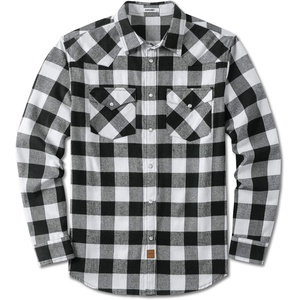 COOFANDY Mens Plaid Flannel Shirts Long Sleeve Western Pearl Snap Shirts Fall Button Down Shirt for Men(Black White)