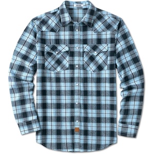 COOFANDY Mens Plaid Flannel Shirts Long Sleeve Western Pearl Snap Shirts Fall Button Down Shirt for Men(Blue Black)