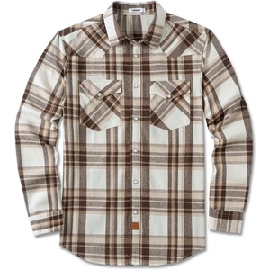 COOFANDY Mens Plaid Flannel Shirts Long Sleeve Western Pearl Snap Shirts Fall Button Down Shirt for Men(Brown Grey)