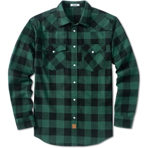 COOFANDY Mens Plaid Flannel Shirts Long Sleeve Western Pearl Snap Shirts Fall Button Down Shirt for Men(Green Black)