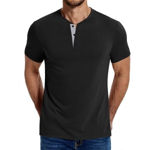 COOFANDY Men’s T Shirts Henley Shirts Short Sleeve Casual Shirts for Men(Black & Grey)