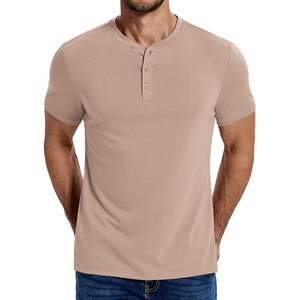 COOFANDY Men’s T Shirts Henley Shirts Short Sleeve Casual Shirts for Men(Light Khaki)