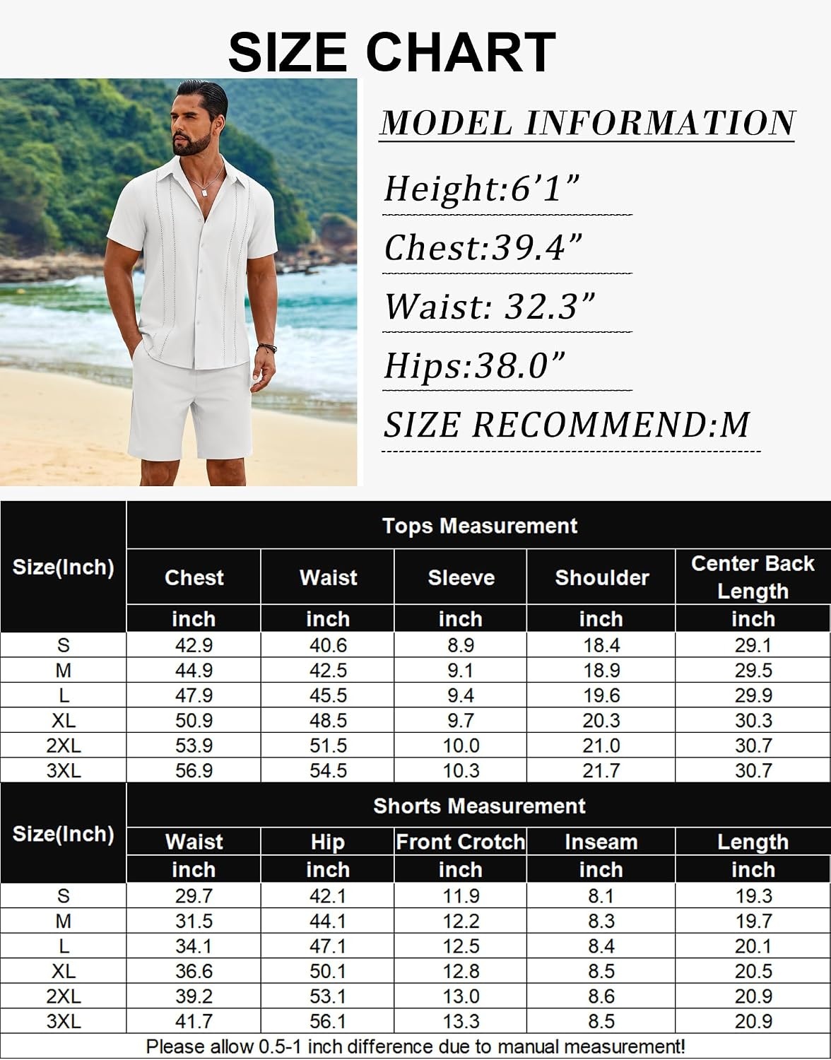 image:imageCOOFANDY Mens 2 Piece Outfits Cuban Guayabera Shirts and Shorts Summer SetPink