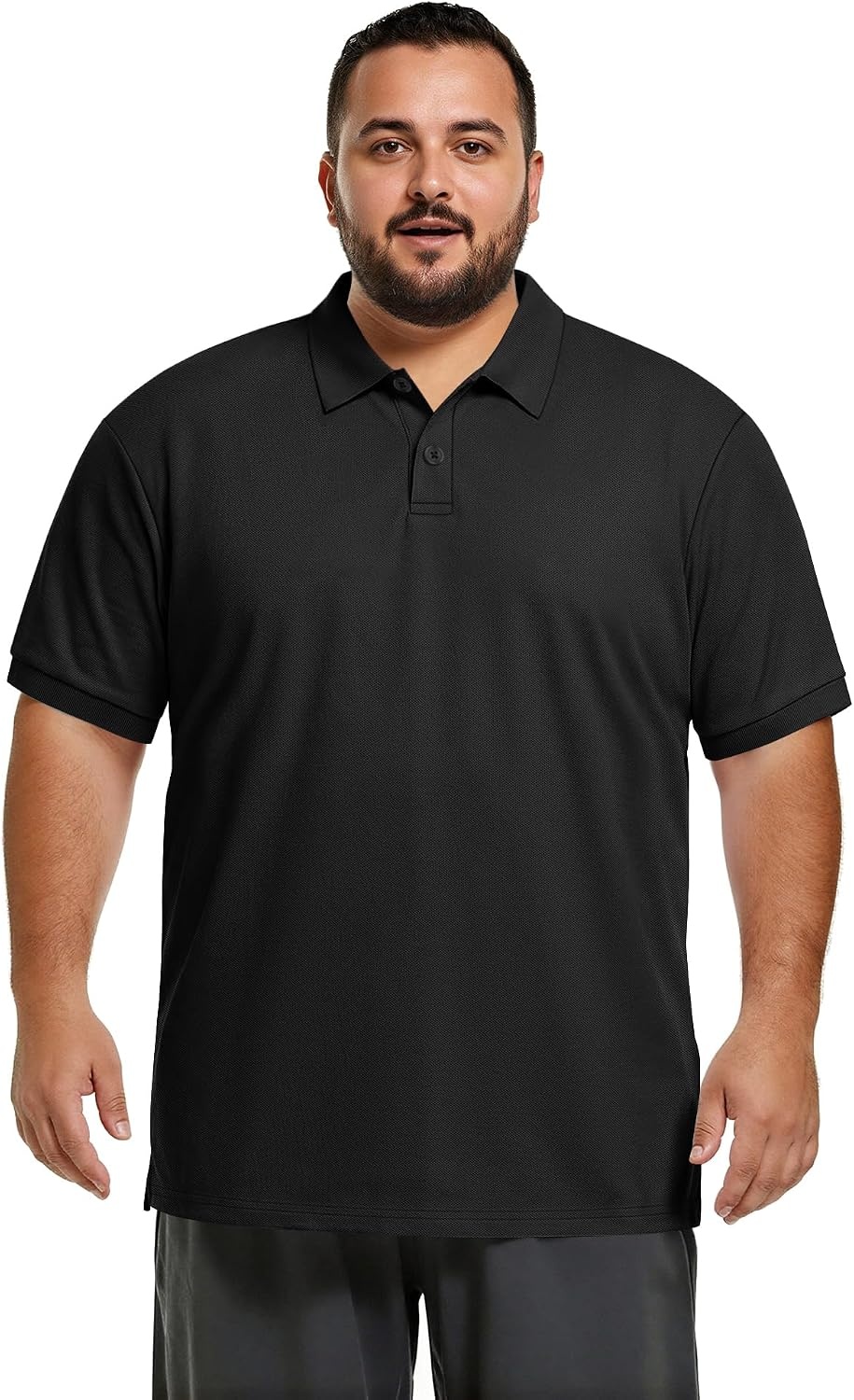 image:imageCOOFANDY Mens Big and Tall Polo Shirt Short Sleeve Cotton Pique Golf ShirtBlack