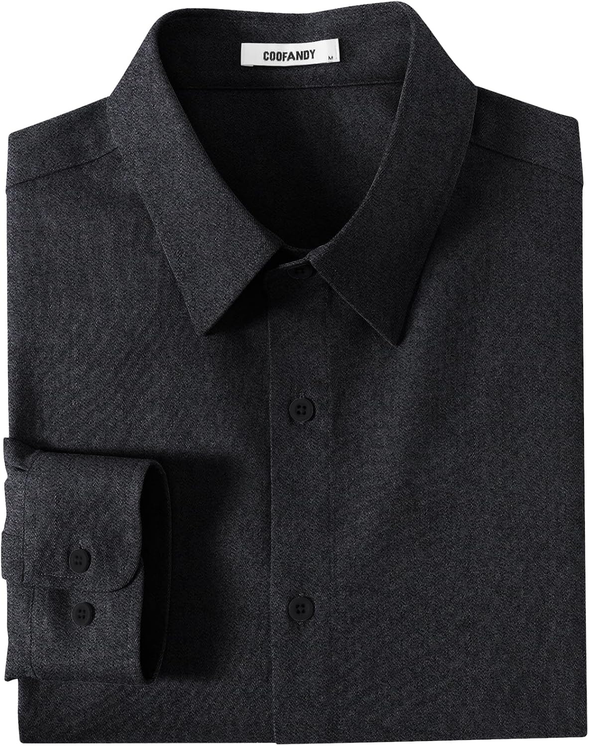 image:imageCOOFANDY Mens Casual Button Down Shirts Long Sleeve Vintage Denim ShirtBlack Greytextured