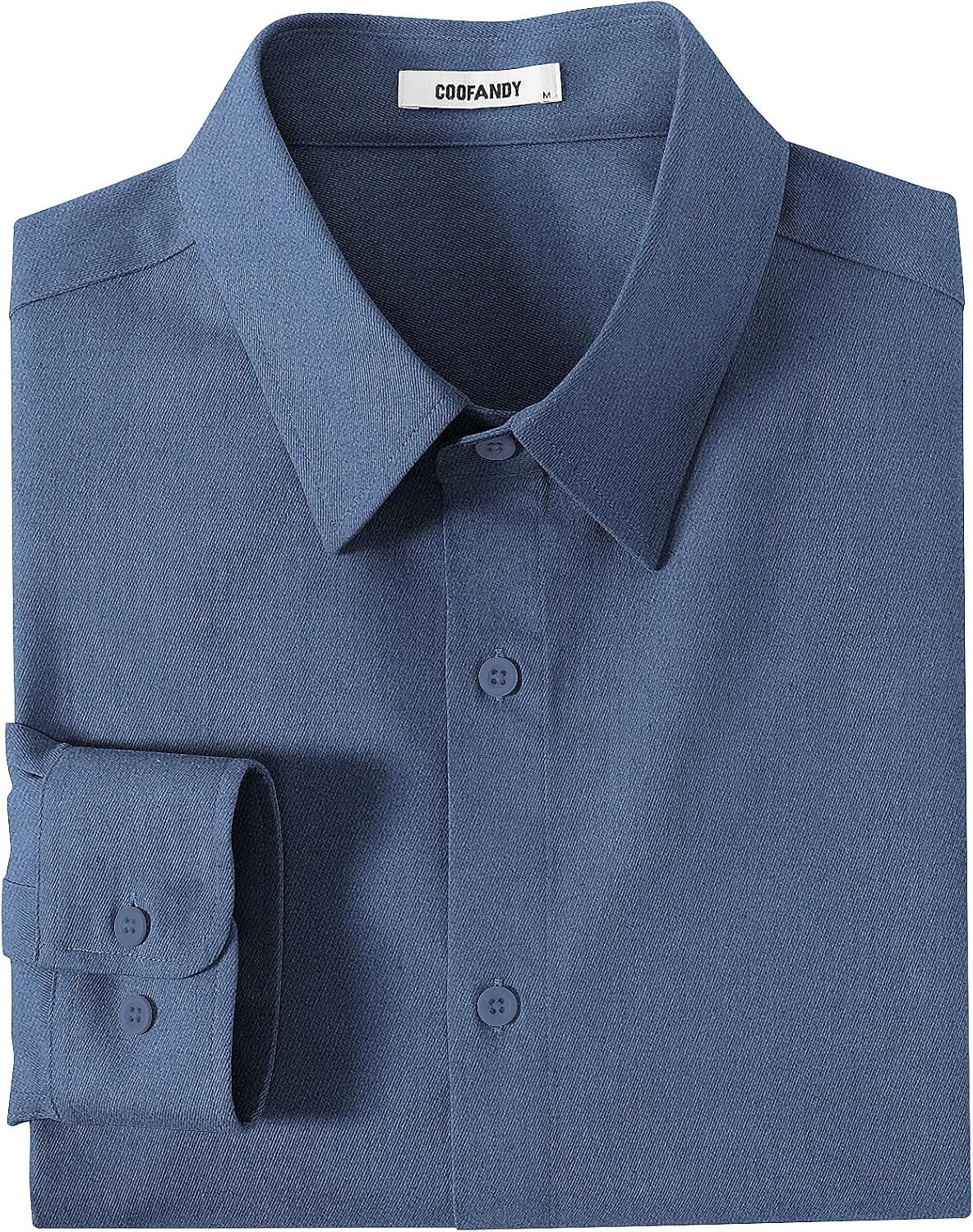 image:imageCOOFANDY Mens Casual Button Down Shirts Long Sleeve Vintage Denim ShirtBluetextured