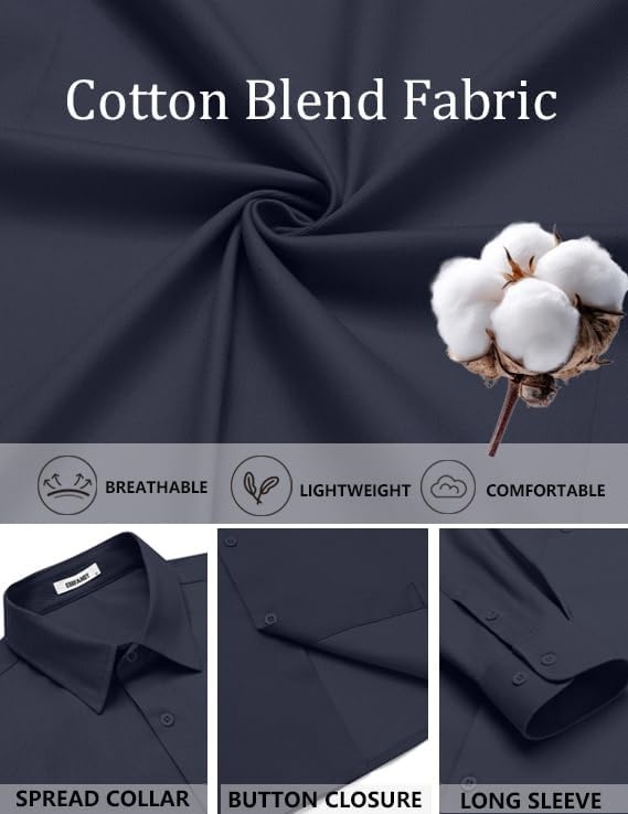 image:imageCOOFANDY Mens Casual Button Down Shirts Long Sleeve Vintage Denim ShirtNavy Blue