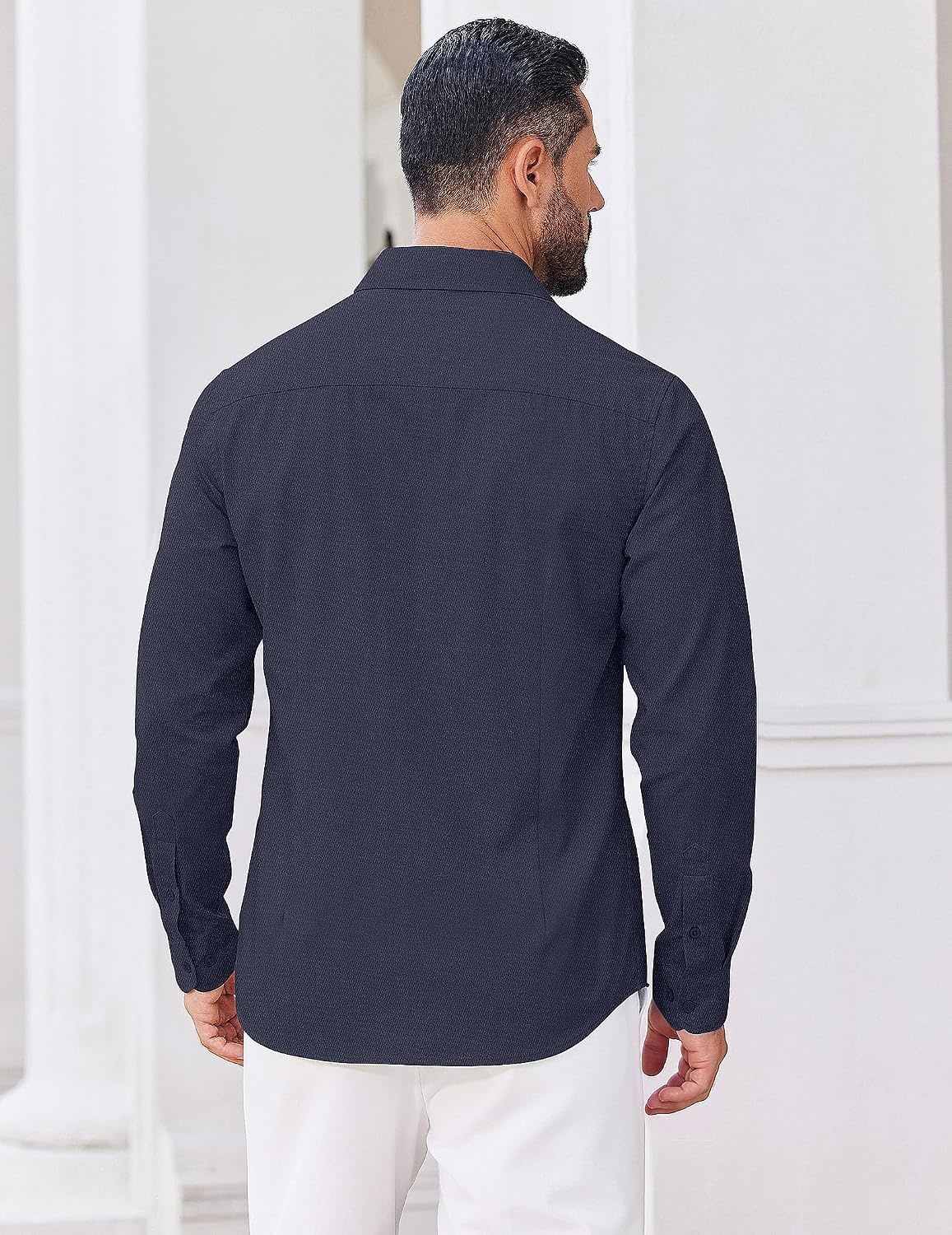 image:imageCOOFANDY Mens Casual Button Down Shirts Long Sleeve Vintage Denim ShirtNavy Blue