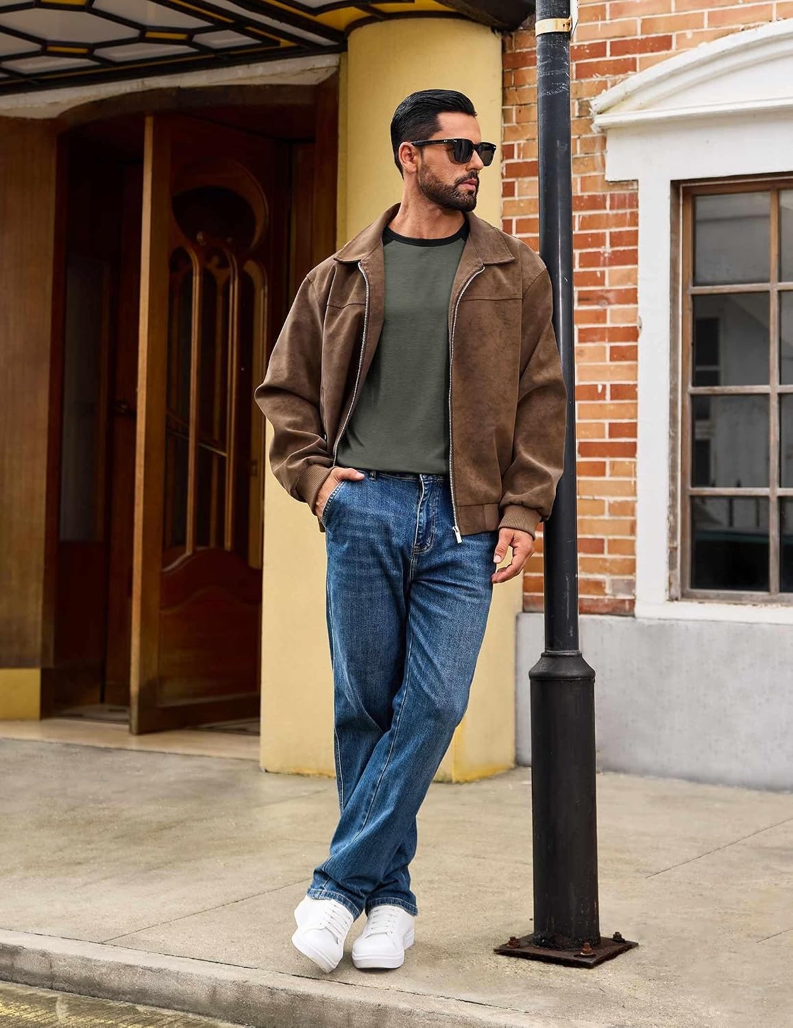 image:imageCOOFANDY Mens Long Sleeve Tee Shirts Casual Crewneck Raglan TShirts Stretchy Baseball Pullover Tee02 Deep Military Green