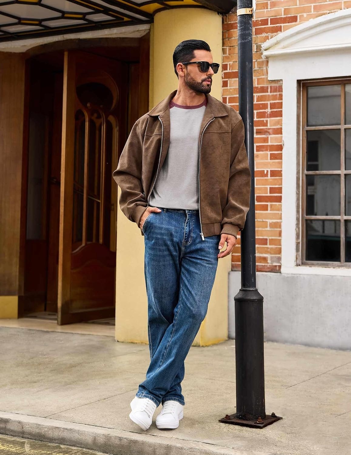 image:imageCOOFANDY Mens Long Sleeve Tee Shirts Casual Crewneck Raglan TShirts Stretchy Baseball Pullover TeeLight Gray