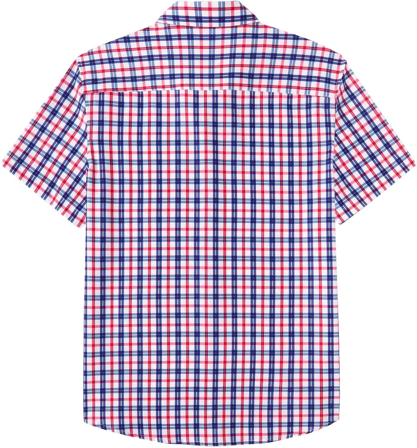 image:imageCOOFANDY Mens Short Sleeve Button Down Shirts Plaid Summer Dress Shirt with Pocket Business Casual Outfits for MenRed Blue Plaid