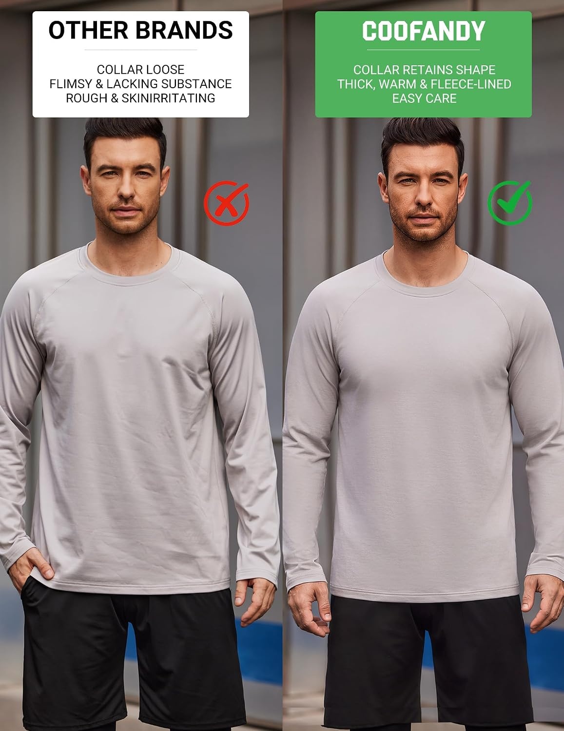 image:imageCOOFANDY Mens Thermal Shirt Regular Fit Fleece Lined Athletic Base LayerWhite