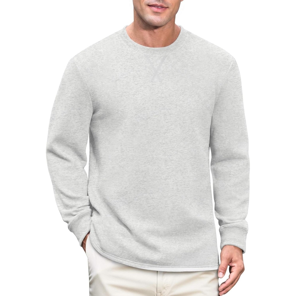 image:imageCOOFANDY Mens Crew Neck Sweatshirt Lightweight Fleece Pullover TShirtAsh