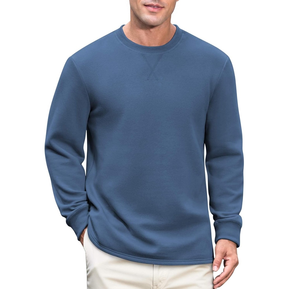 image:imageCOOFANDY Mens Crew Neck Sweatshirt Lightweight Fleece Pullover TShirtCaptain Blue