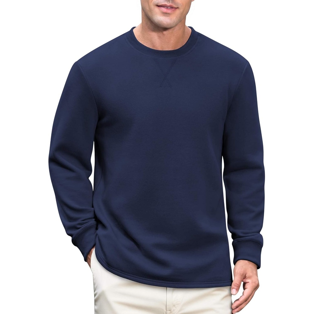 image:imageCOOFANDY Mens Crew Neck Sweatshirt Lightweight Fleece Pullover TShirtNavy Blue
