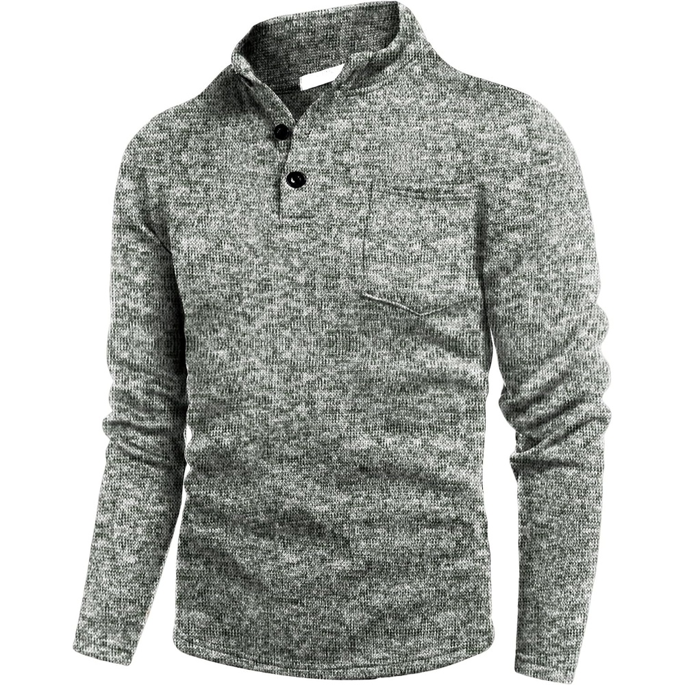 image:imageCOOFANDY Mens Quarter Button Pullover Sweater Mock Neck Thermal FleeceForest Green and White