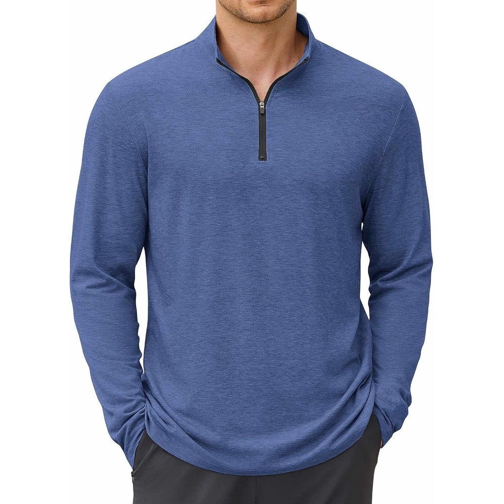 image:imageCOOFANDY Mens Quarter Zip Pullover Long Sleeve Golf Pullover LightweightSapphire Blue