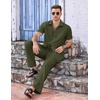 COOFANDY Men’s 2 Piece Casual Beach Set Button Down Shirt and Loose Pants(Army Green)