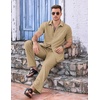 COOFANDY Men’s 2 Piece Casual Beach Set Button Down Shirt and Loose Pants(Khaki)