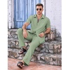 COOFANDY Men’s 2 Piece Casual Beach Set Button Down Shirt and Loose Pants(Light Green)