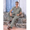 COOFANDY Men’s 2 Piece Casual Beach Set Button Down Shirt and Loose Pants(Light Grey)