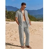 COOFANDY Men’s 2 Piece Casual Beach Set Button Down Shirt and Loose Pants(Light Grey)