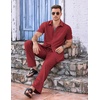 COOFANDY Men’s 2 Piece Casual Beach Set Button Down Shirt and Loose Pants(Wine Red)
