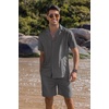 COOFANDY Mens 2 Piece Short Set Guayabera Button Down Shirt Casual Outfits(Dark Grey)