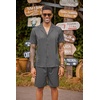 COOFANDY Mens 2 Piece Short Set Guayabera Button Down Shirt Casual Outfits(Dark Grey)