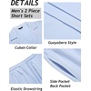 COOFANDY Mens 2 Piece Short Set Guayabera Button Down Shirt Casual Outfits(Light Blue)