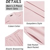 COOFANDY Mens 2 Piece Short Set Guayabera Button Down Shirt Casual Outfits(Pink)