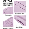 COOFANDY Mens 2 Piece Short Set Guayabera Button Down Shirt Casual Outfits(Purple)