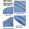 COOFANDY Mens 2 Piece Short Set Guayabera Button Down Shirt Casual Outfits(Royal Blue)